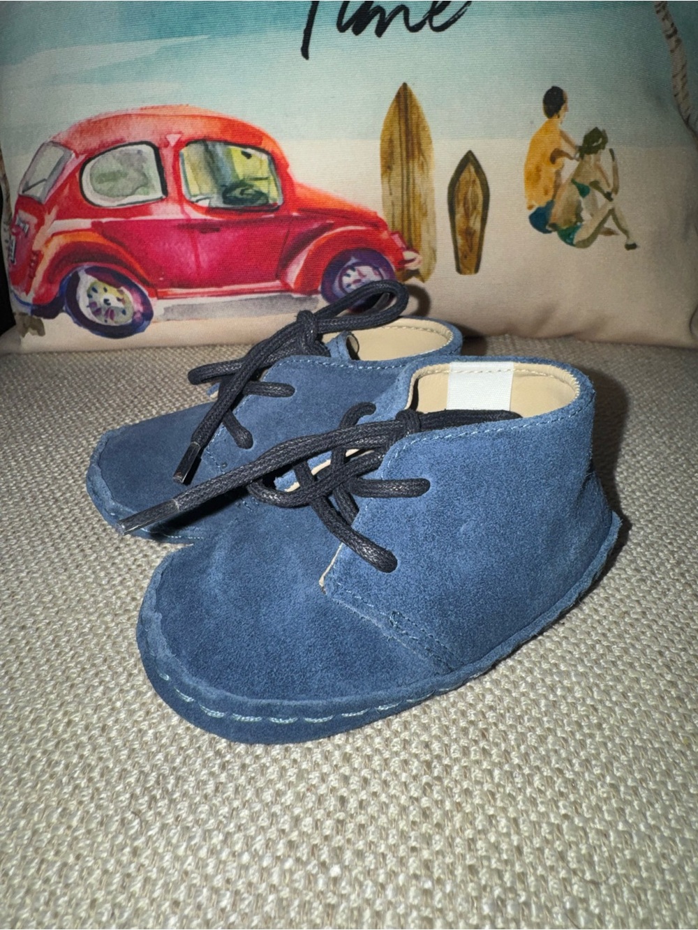 Janie And Jack Baby Fisherman Blue Suede Chukka Bootie Size 6 To 12 Months